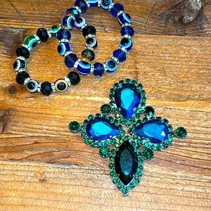 Ab and Clear Crystal “Made for a Queen” Drag Queen Jewelry set.